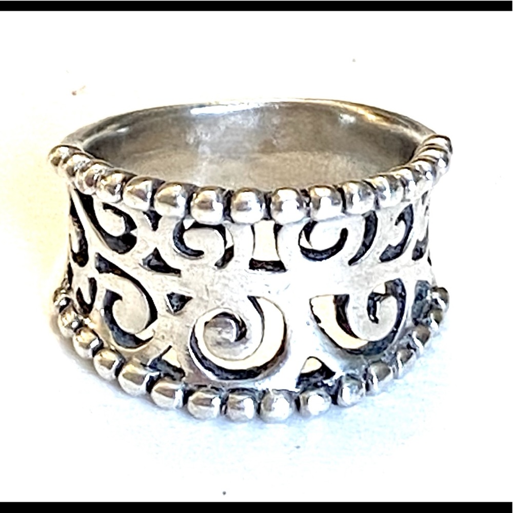 Sterling Silver Scroll Design Ring 925 - image 1